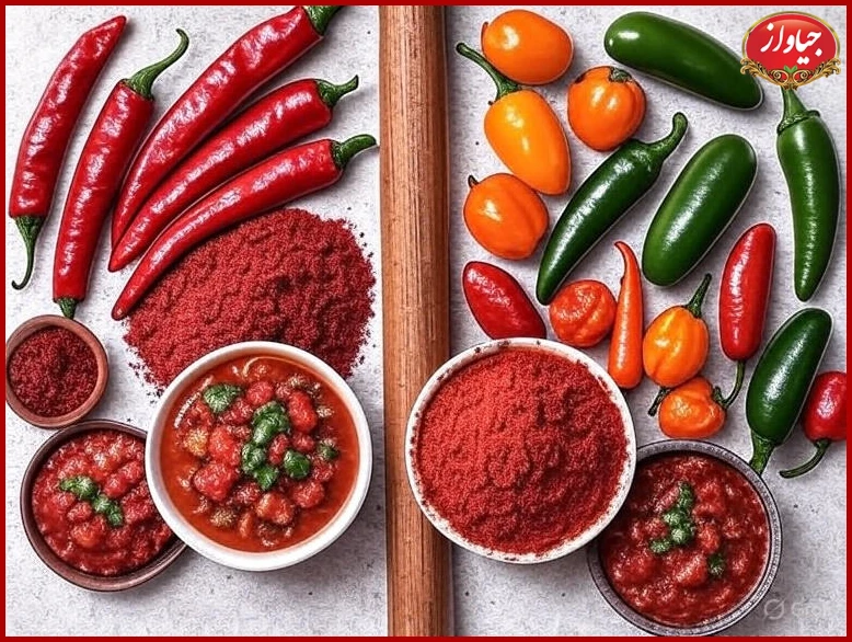فرق فلفل قرمز با چیلی چیست؟ راهنمای کامل تفاوت طعم، تندی و کاربرد در آشپزی